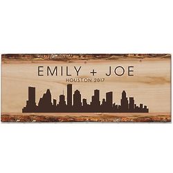 Personalized Skyline on Faux Wood Canvas