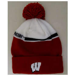 Men's Wisconsin Badgers Cuffed Knit Hat with Pom