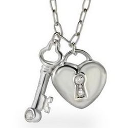 Key to My Heart Sterling Silver Charm Necklace