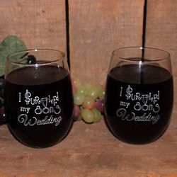 "I Survived My Son's Wedding" Stemless Wine Glasses