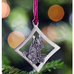 Fox Pewter Christmas Ornament