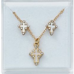 Gold Cross Earrings & Necklace Set