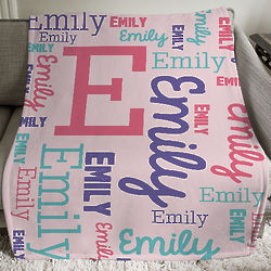 Girl's Personalized Word-Art Throw Blanket