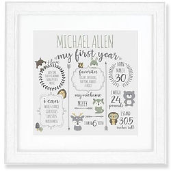 Personalized Baby's Year In Review 16" Square Framed Print