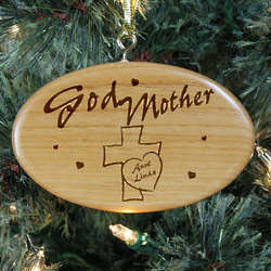 Personalized Godmother Wooden Oval Ornament