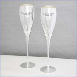 Personalized Silver Plated Toasting Flutes