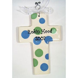 Personalized Polka Dot Ceramic Cross