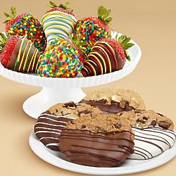 Cookies and Half Dozen Chocolate Covered Birthday Strawberries