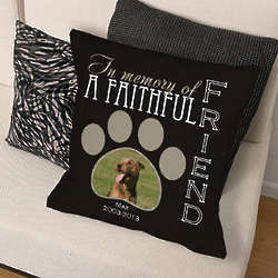 Personalized Faithful Friend Memorial Photo Throw Pillow