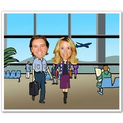Your Photo in a Business Travelers Caricature Print