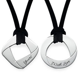 Yours With Love Engraved Necklaces for Couple