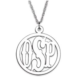 Sterling 3 Initial Circle Monogram Necklace