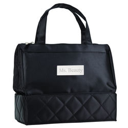 Chic Quilted Satin Travel Cosmetic and Toiletry Bag