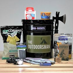 The Outdoorsman Snacks and Tools Gift Bucket