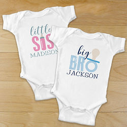 Personalized Brother or Sister Cotton Bodysuit