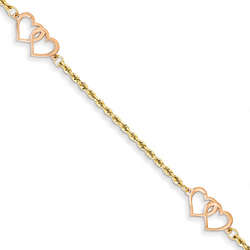 Intertwining 14K Rose Gold Heart Anklet