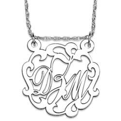 Sterling Silver Fancy 3-Initial Monogram Necklace