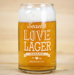Couple's Engraved Beer Can Glass