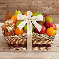 Simply Fresh and Dried Fruit Gift Basket with Personalized Ribbon