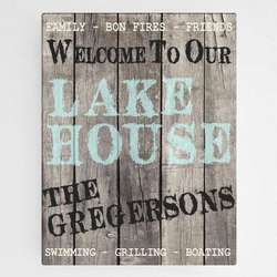 Welcome to Our Lake House Canvas Sign