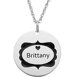 Sterling Silver Bordered Name Disc Pendant