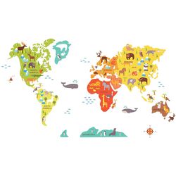 World Map Fabric Wall Decal for Kid's Room