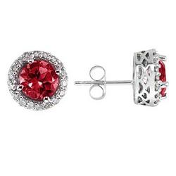 Ruby and Diamond Earrings in 14k White Gold