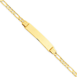 14k Yellow Gold Children's ID Bracelet with Figaro Chain