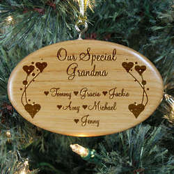 Personalized Grandma Wooden Oval Ornament