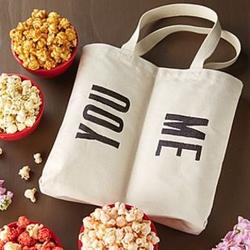 You & Me Dual Compartment Tote Bag with Sweets and Popcorn