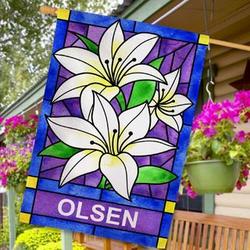 Lilies Personalized House Flag