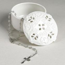 Pierced Porcelain First Communion Rosary Box