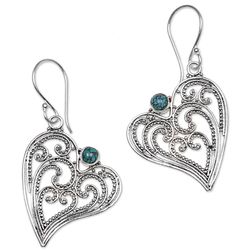 Sterling Silver Leaf Heart Dangle Earrings