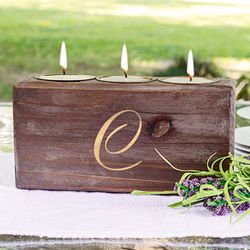 Personalized Rustic Wood Head Table Candle Holder