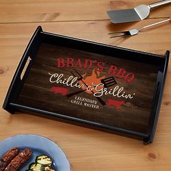 Personalized Chillin' & Grillin' 17" Wood Serving Tray