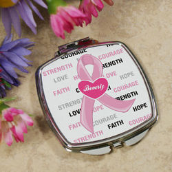 Hope and Love Personalized Breast Cancer Compact Mirror