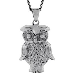 Sterling Silver Owl Pendant Necklace