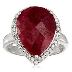 Sterling Silver Ruby and Diamond Ring