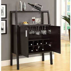 Solid Wood Bar Unit with Bottle And Glass Storage