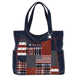 American Flag Quilted Tote Bag