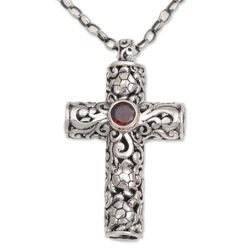 Living Hope Garnet Cross Necklace