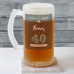 Personalized Perfectly Aged Birthday Frosted Glass Beer Stein
