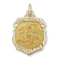 14k Yellow Gold Badge Style St. Michael Medal