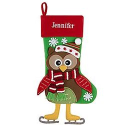 Personalized Dancing Character Stocking - Owl - Christmas Stockin