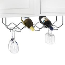 Chrome Under Cabinet Wine Rack and Stem Holder