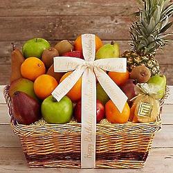 Fresh and Dried Tropical Fruit Basket with Personalized Ribbon