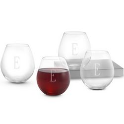 Set of Four Personalized Stemless Wine Glasses