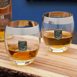 2 Personalized Regal Crested Simply Class Whiskey Glasses