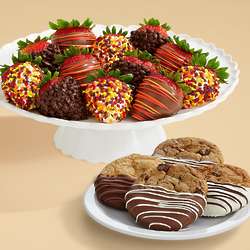4 Dipped Cookies & 12 Autumn Strawberries Gift Box