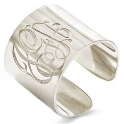 Sterling Silver Monogram Cuff Ring